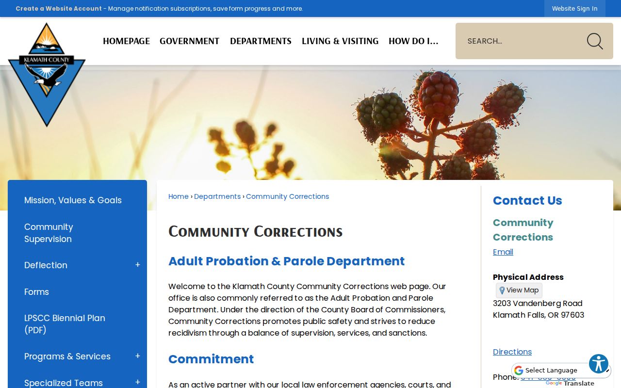 Klamath County criminal supervision through Community Corrections